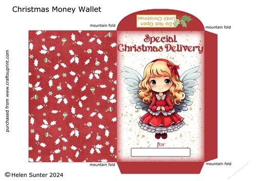 Christmas Angel Girl Money Wallet / Envelope
