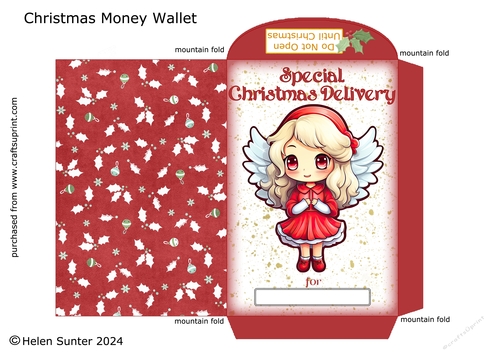 Christmas Angel Girl Money Wallet / Envelope