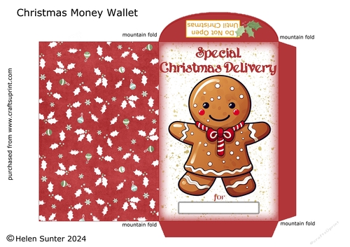Christmas Gingerbread Man Money Wallet / Envelope