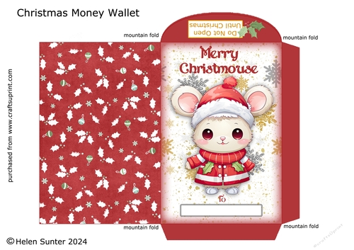 Christmas Mouse Money Wallet / Envelope Merry Christmouse