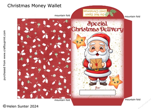 Christmas Santa and Stars Wallet / Envelope 