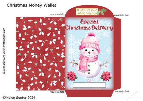 Christmas Snowman Wallet / Envelope 