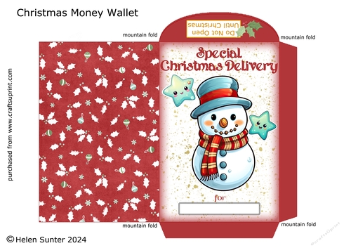Christmas Snowman Wallet / Envelope 