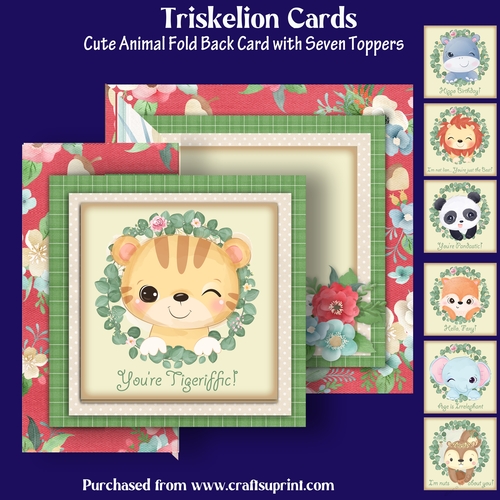 Cute Animals Fold Back Card with Seven Toppers