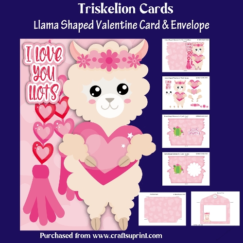Llama Shaped Valentine Card with Decoupage and Envelope