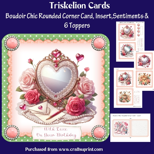 Boudoir Chic Rounded Corner Card with Insert, Sentiments and 6 Toppers
