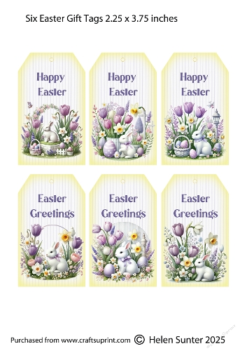 Easter Bunny and Flowers Gift Tags