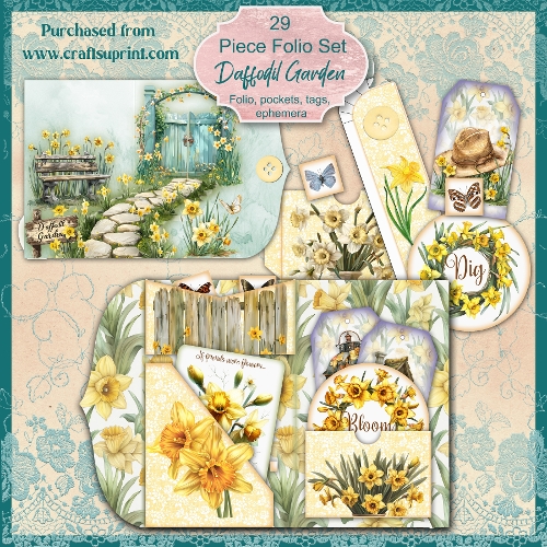 Daffodil Garden 29 Piece Junk Journal Folio Kit