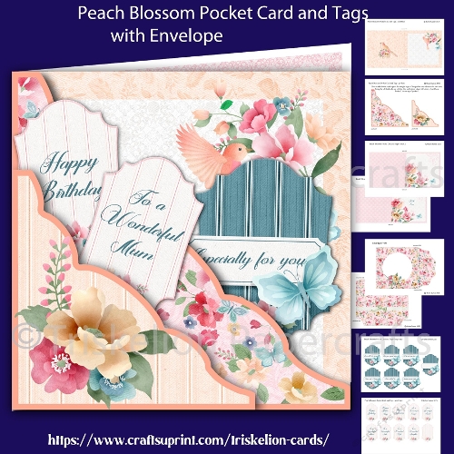 Peach Blossom Pocket and Tags Card with Envelope