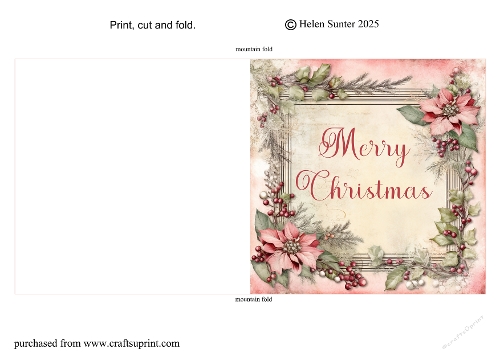 Floral Christmas Cut and Fold Card 1 Merry Christmas