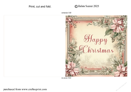 Floral Christmas Cut and Fold Card 4 Happy Christmas