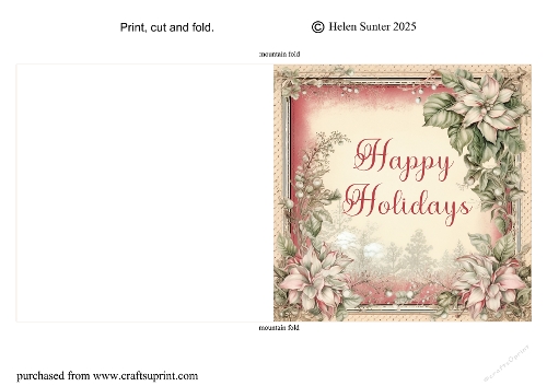 Floral Christmas Cut and Fold Card 5 Happy Holidays