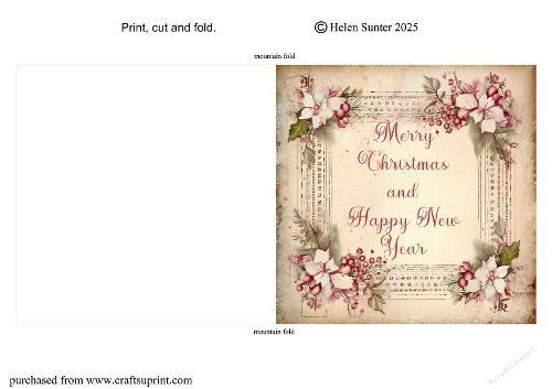Floral Christmas Cut and Fold Card 6 Merry Christmas and Happy New Year