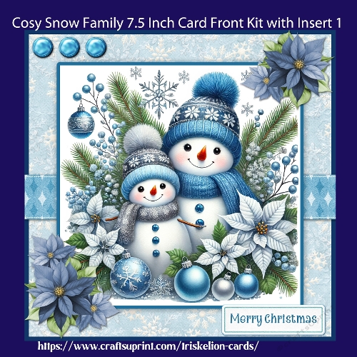 Cosy Snow Family 7.5 Inch Card Front and Insert No.1