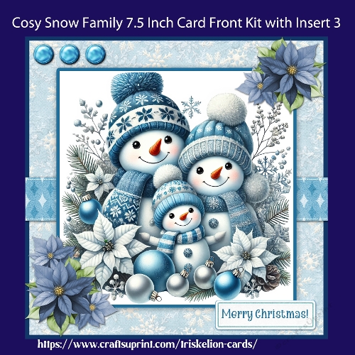 Cosy Snow Family 7.5 Inch Card Front and Insert No.3