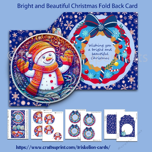 Bright and Beautiful Christmas Snowman Fold Back Card with Envelope