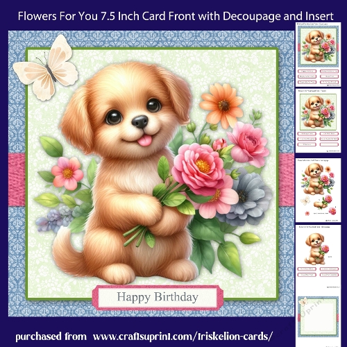 Flowers For You 7.5 Inch Card Front with Decoupage and Insert