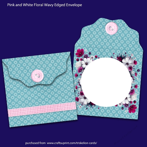 Pink and White Floral Wavy Edged Envelope