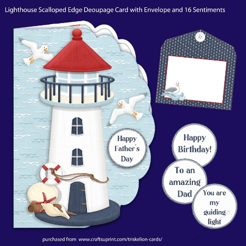 Lighthouse 3D Decoupage Card with Envelope and Sentiments