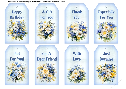 Wild Daisies Gift Tags with Various Sentiments 