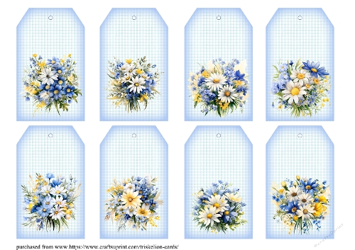 Wild Daisies Blank Gift Tags 