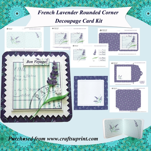 French Lavender Rounded Corner Card Kit with Matching Envelope and Additional Sentiments