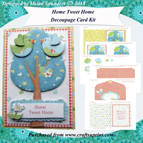 Home Tweet Home Decoupage Card Kit New Home, Moving Home, House warming