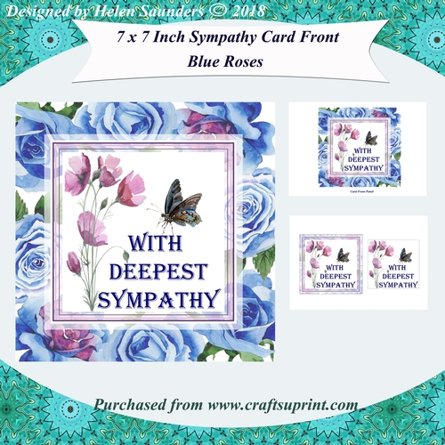 Blue Roses 7 x 7 Inch Sympathy Card Front Kit