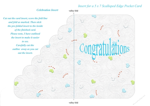 Congratulations Insert to fit a 5 x 7 Inch Scalloped Edge Pocket Card