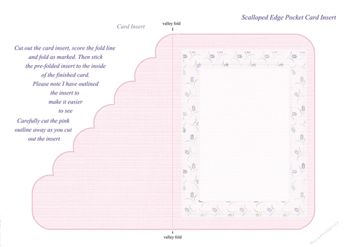 Pretty Pink Blank Insert to fit 5 x 7 Inch Scalloped Edge Pocket Card