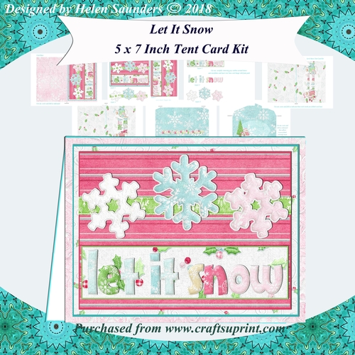 Let It Snow 3D Decoupage 5 x 7 Inch Tent Card Kit Pink