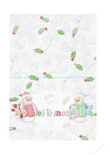 Snowman Christmas Insert to fit 5 x 7 Inch Tent Card Let It Snow