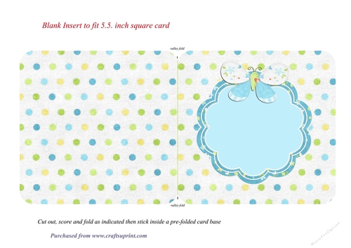 Polka Dots & Butterfly Blank Insert to Fit 5.5 x 5.5 Inch Square Card