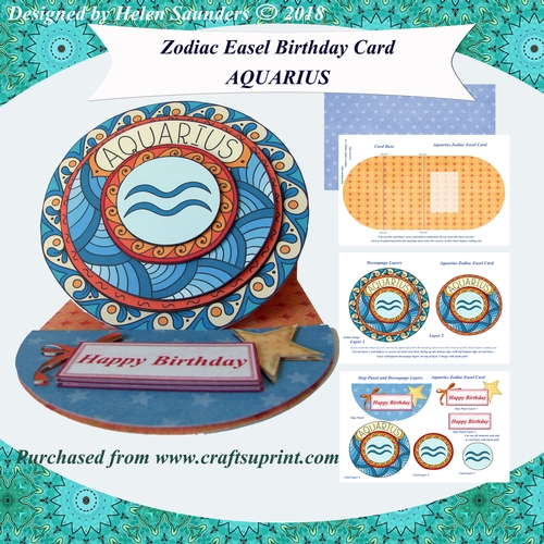 Aquarius - Zodiac Easel Birthday Card