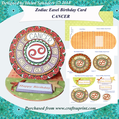 Cancer - Zodiac Easel Birthday Card