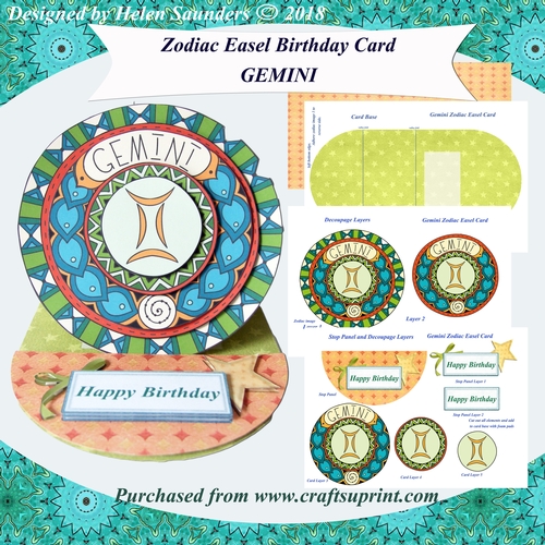Gemini - Zodiac Easel Birthday Card