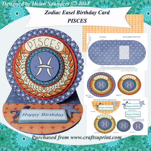 Pisces - Zodiac Easel Birthday Card