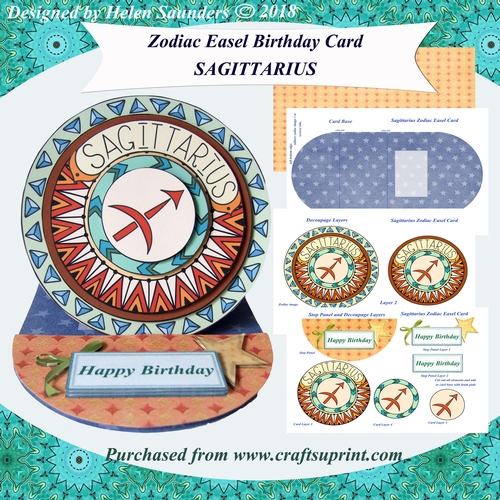 Sagittarius - Zodiac Easel Birthday Card
