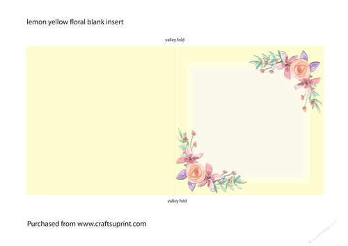 Lemon Yellow Blank Floral Insert 5 x 5 Inch Square