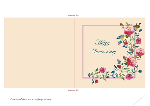 Climbing Roses Quick and Easy Print, Cut and Fold Anniversary Card 