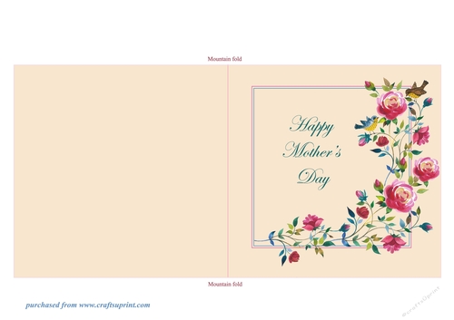Climbing Roses Quick and Easy Print, Cut and Fold Mothers Day Card 