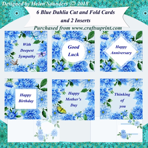 6 Dahlia Quick & Easy Cut & Fold Cards and 2 Inserts Bumper Kit