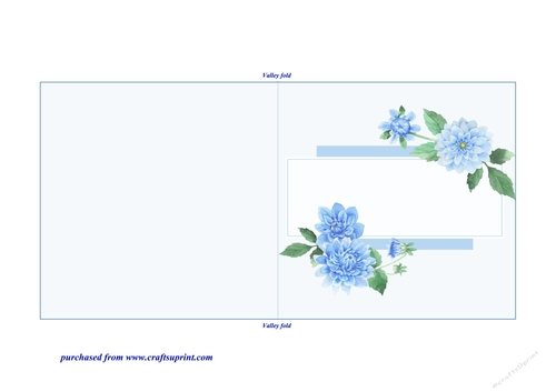Blue Dahlias Quick and Easy Print, Cut and Fold Blank Insert