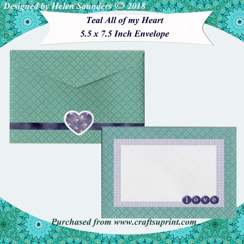 Teal All of my Heart 5.5 x 7.5 Inch Envelope
