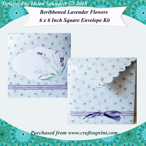 Beribboned Lavender Flowers 6 x 6 Inch Envelope