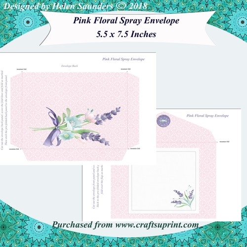 Pink Floral Fancy Envelope 5.5 x 7.5 Inches