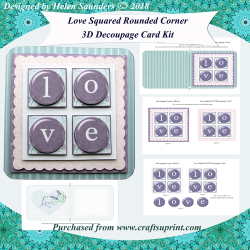 Love Squared Rounded Corner 3D Decoupage Card Kit
