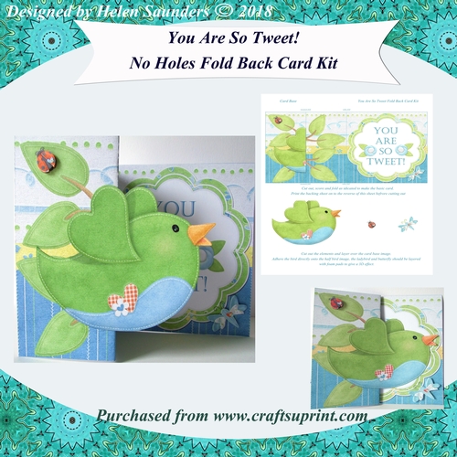 You Are So Tweet! No Holes Fold Back Card Green Bird