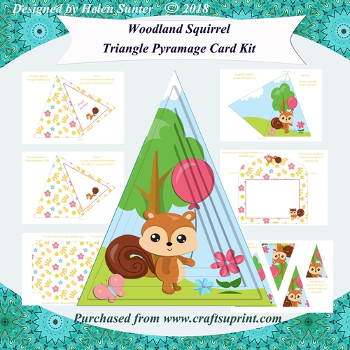Woodland Squirrel Triangle Shaped Pyramage Card Kit