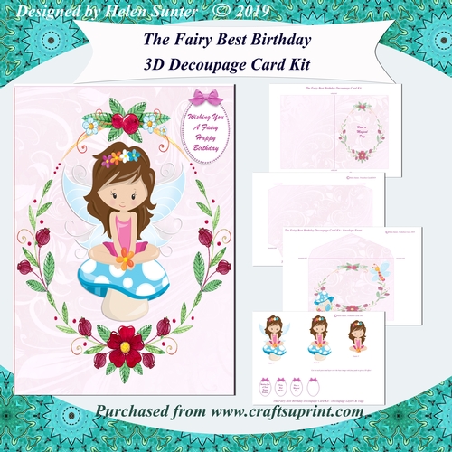 The Fairy Best Birthday Dark Haired Fairy Card Kit with Envelope, Inserts and Sentiment Tags